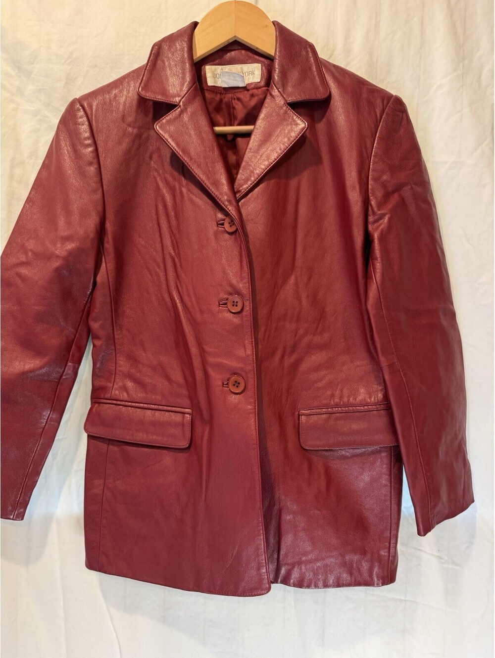 VINTAGE Jones New York Red Leather Jacket Sz 4